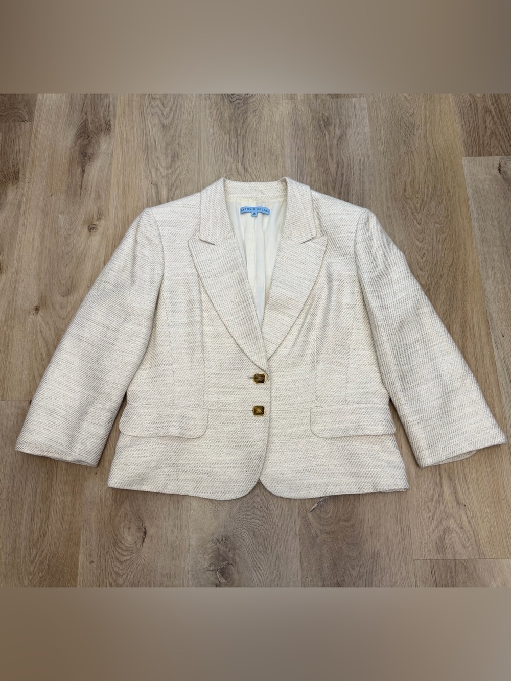 Antonio Melani Cream Textured Linen Blazer